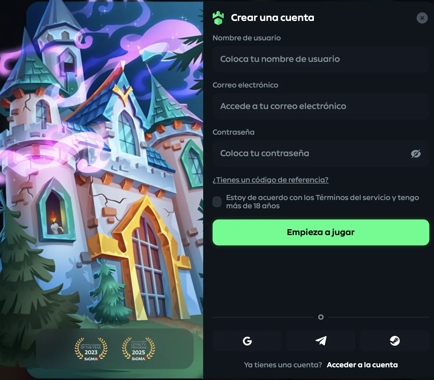Creación de cuenta.